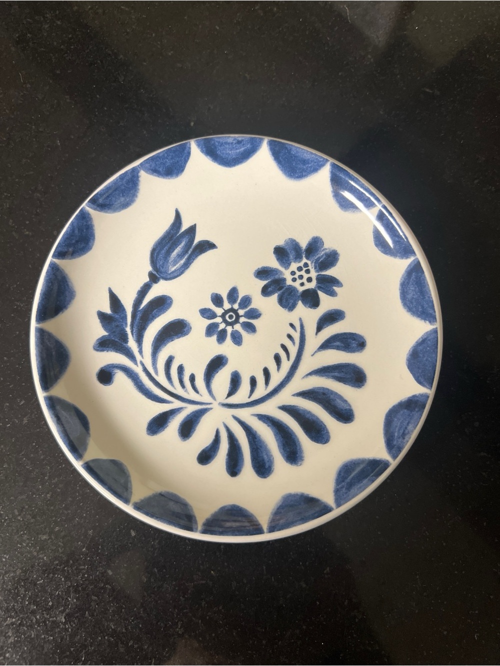 Market Square Blue Floral Ceramic Small 4.25" Plate Saucer Trinket Dish